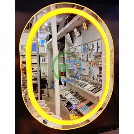 Round LED mirror with warm light in Lahore