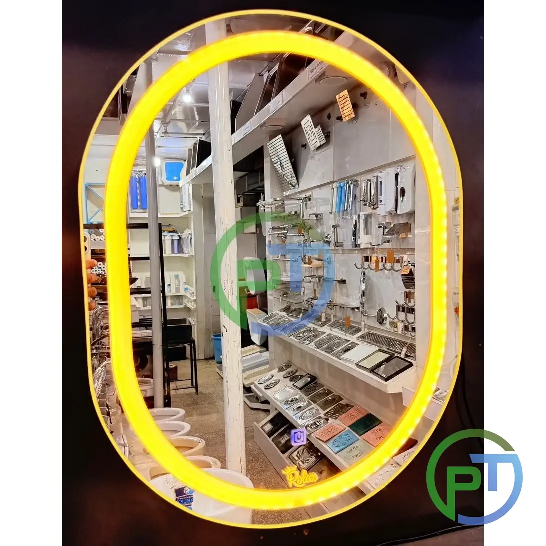 Round LED mirror with warm light in Lahore