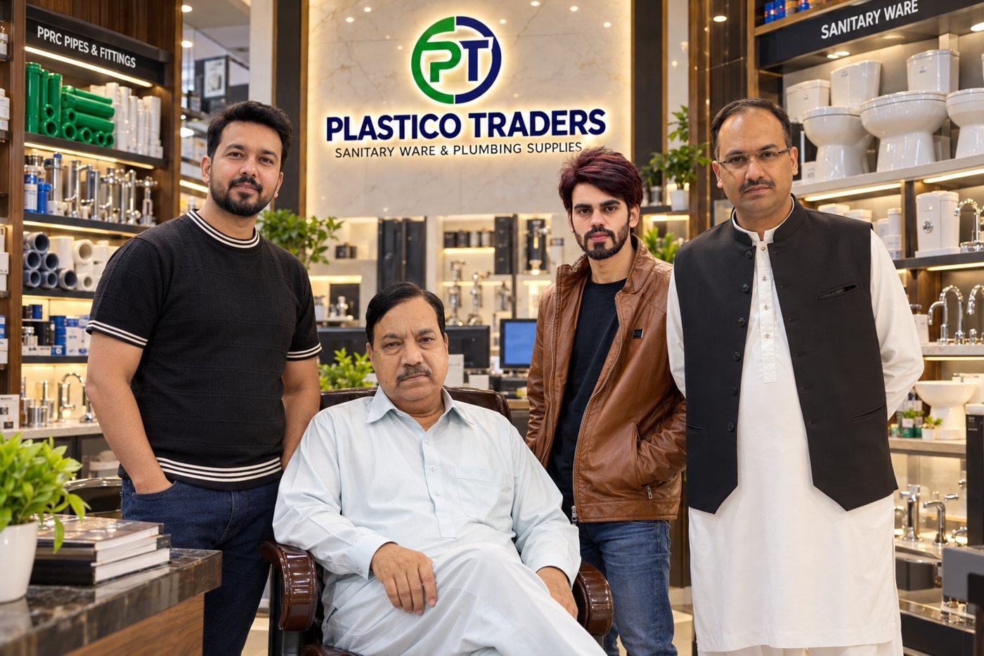Rana Muhammad Aslam with his sons — Plastico Traders